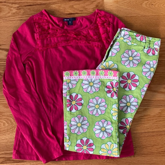 Girls E-Land Floral Pants + GAP Long-Sleeve Top (12) - Picture 8 of 8